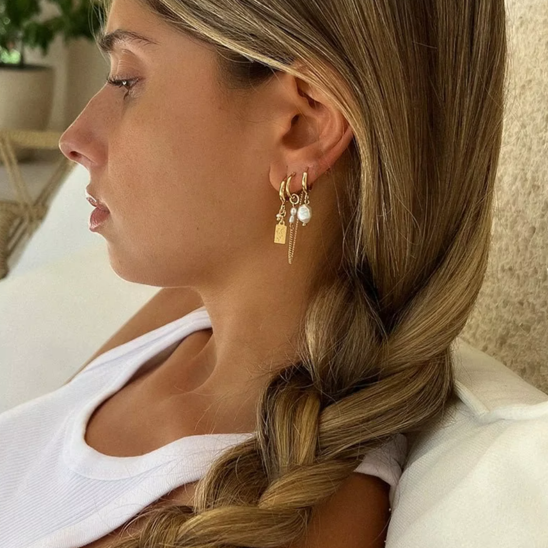 Surf Girl Stack - Ocean Inspired Gold and Pearl Earring Stack