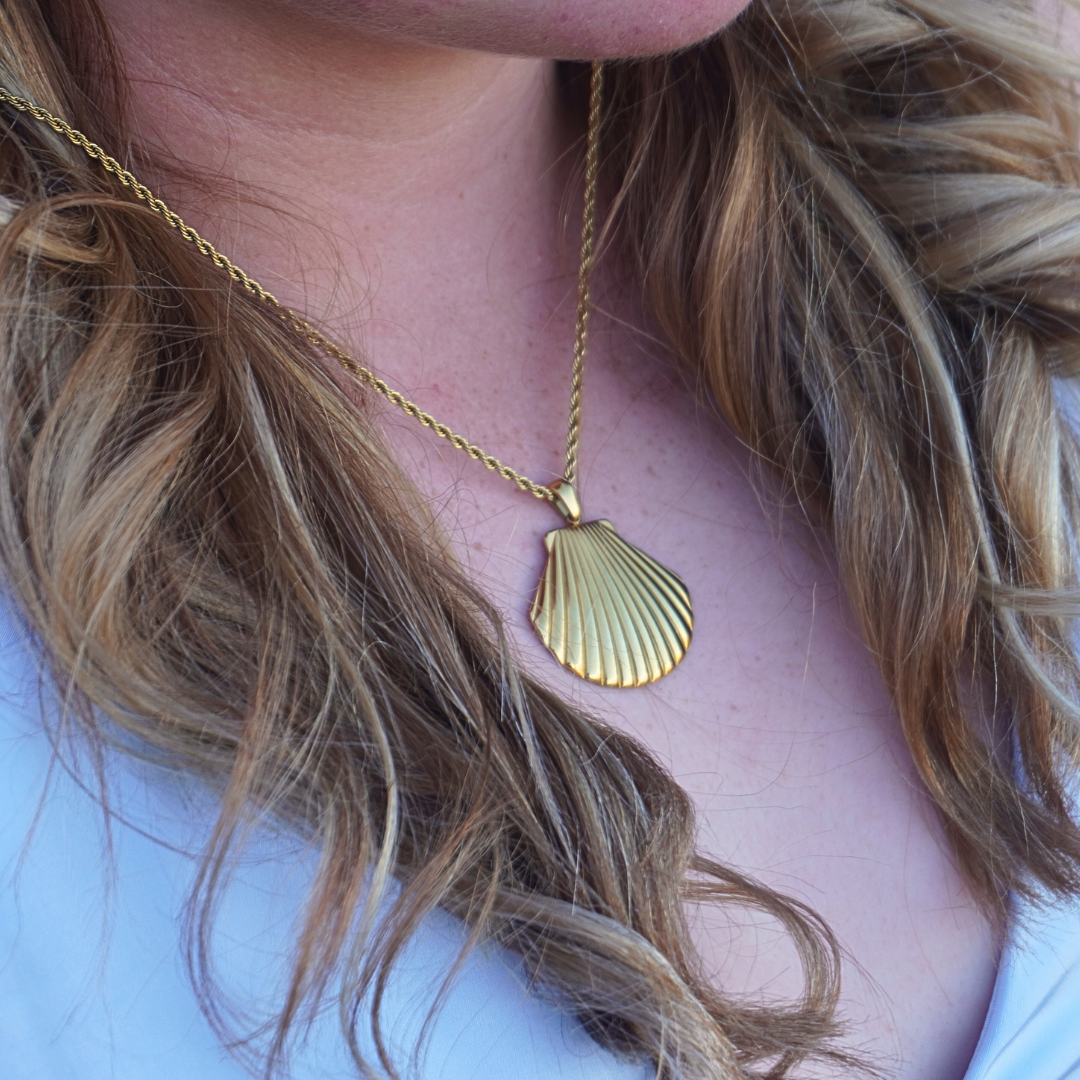 Venus Gold Clamshell Necklace