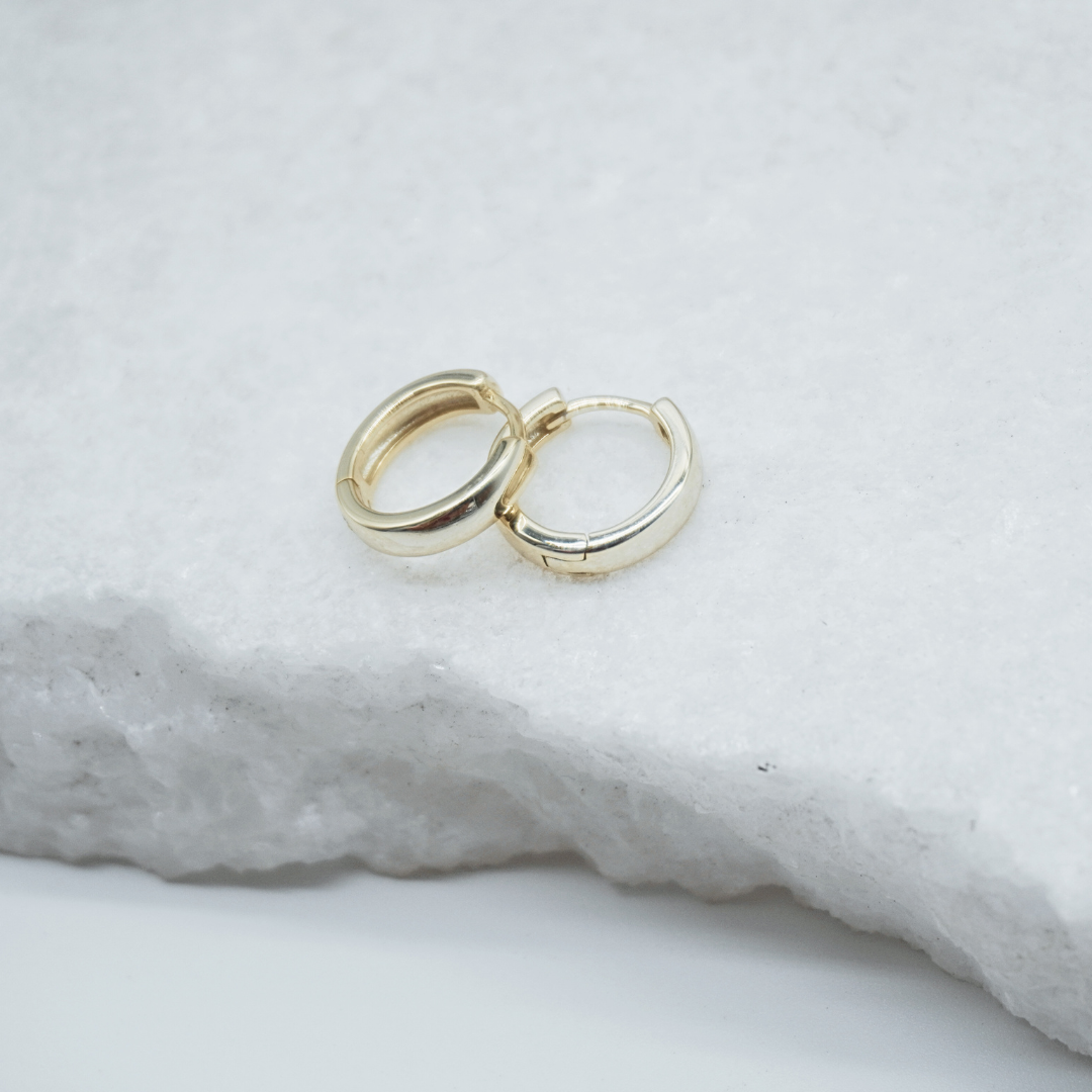 Waterproof Gold Classic Small Round Hoop earrings flat lay kailumea