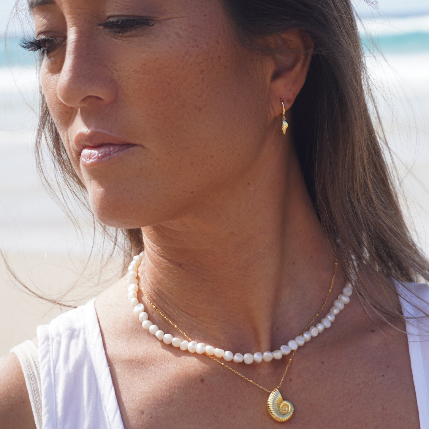 Meri Conch Shell Hoops