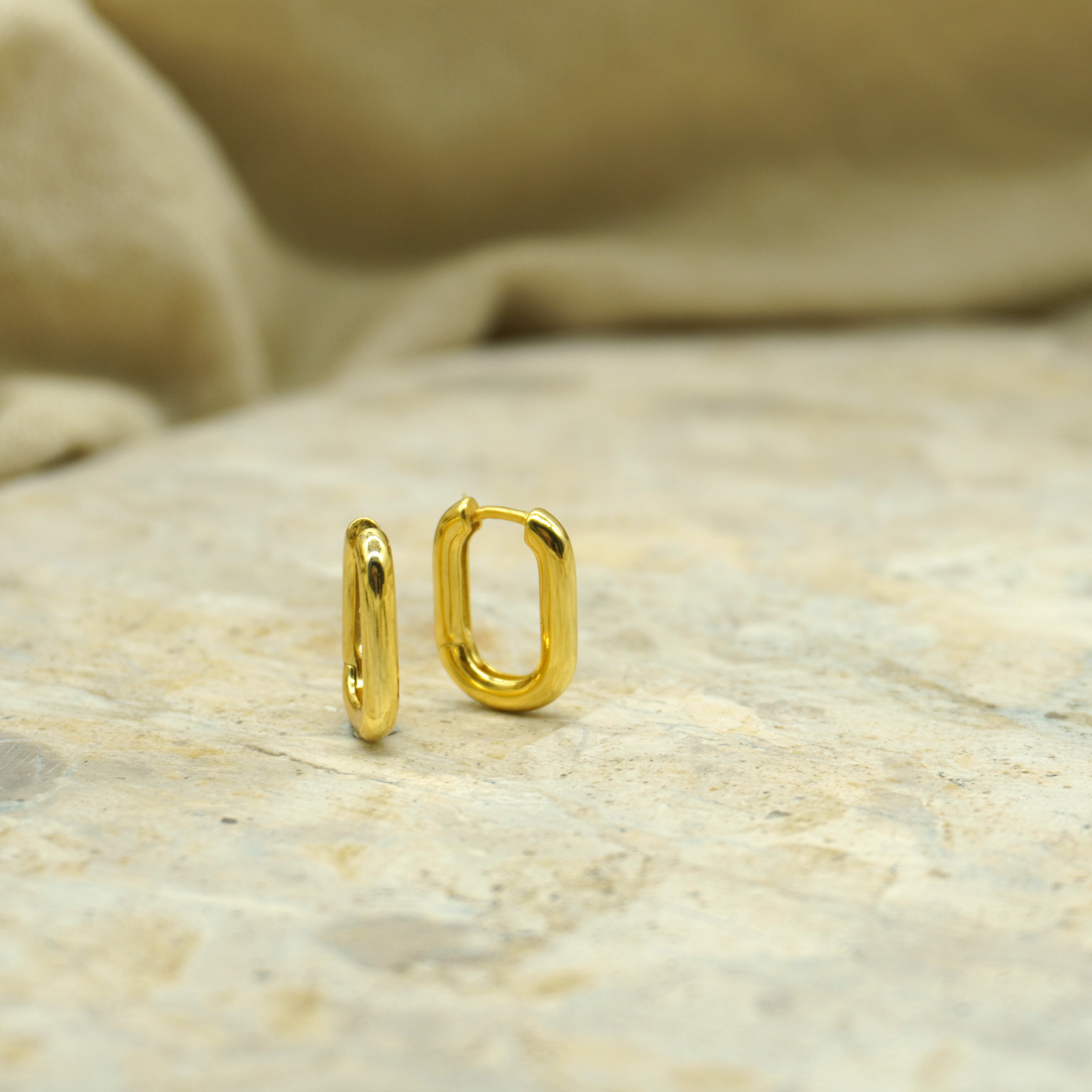 Koa Gold Oval Hoops