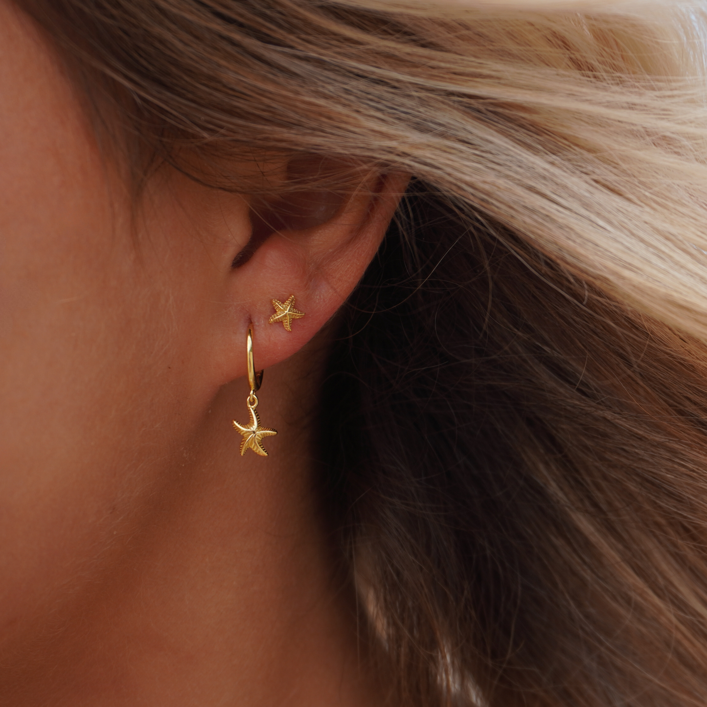Maris Gold/Silver Starfish Hoops