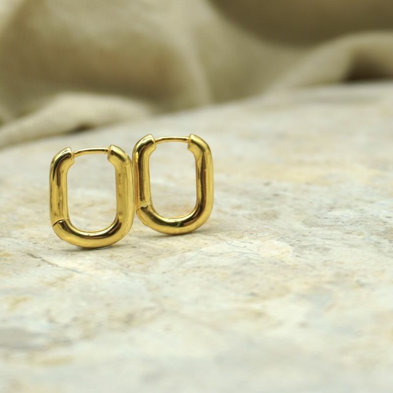 Koa Gold Oval Hoops