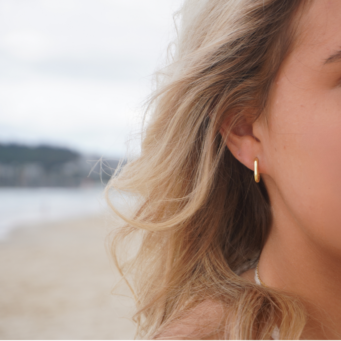 Koa Gold Oval Hoops