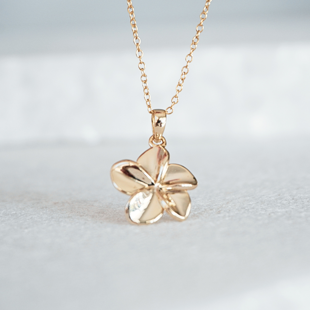 Tahiti Frangipani Set - Gold Necklace and Earrings