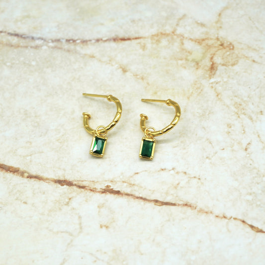 Alira Green Zircon Pendant Hoops