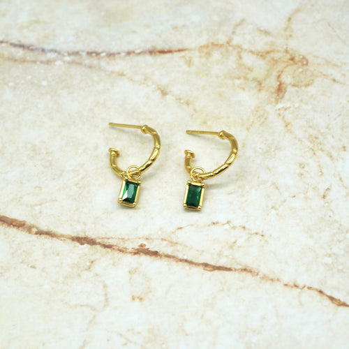 Alira Green Zircon Pendant Hoops