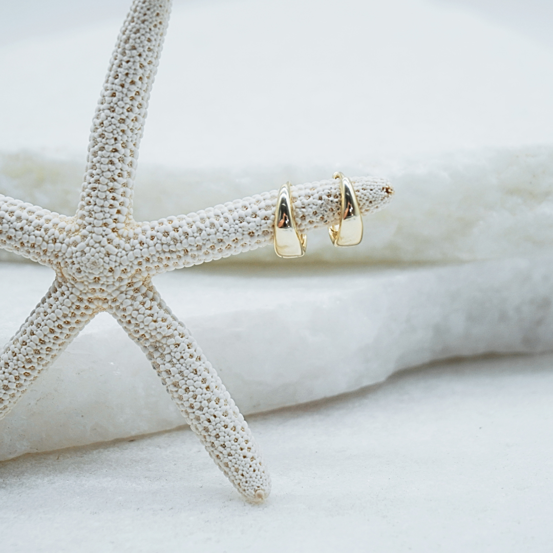 Waterproof Gold Chunky Small Round Hoops flat lay Kailumea