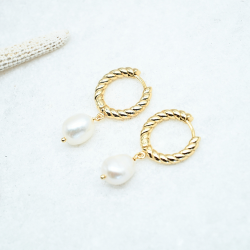 Luana Pearl Drop Hoops