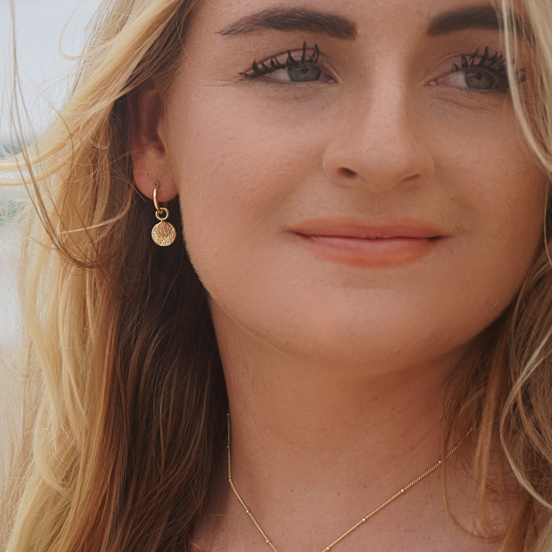 Soleil Hammered Gold Hoops