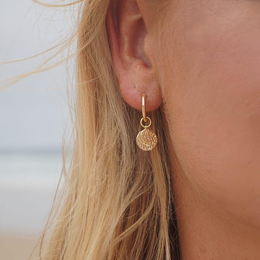 Soleil Hammered Gold Hoops