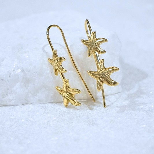 Starla Starfish Gold Thread Earrings waterproof Kailumea flat lay