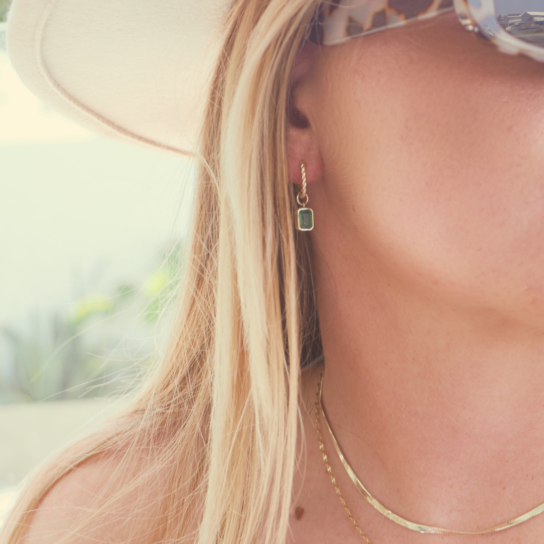 Emerald Gold Hoops
