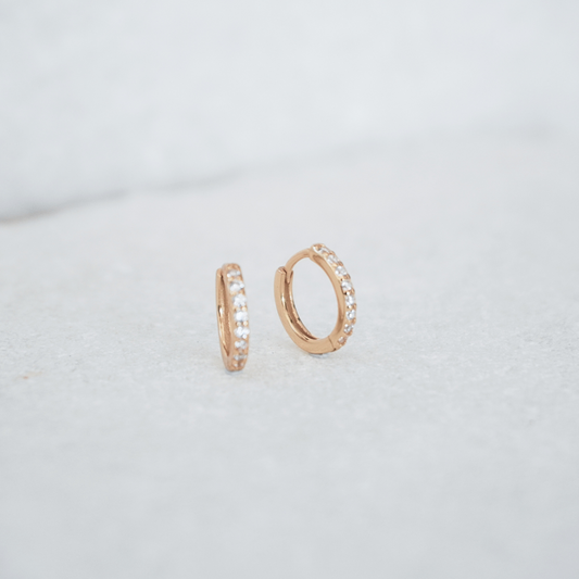 Kalinda Huggie CZ Hoop Earrings flat lay waterproof Kailumea